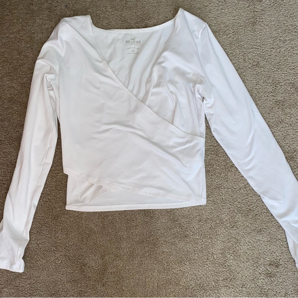 Hollister White Fitted Wrap Blouse